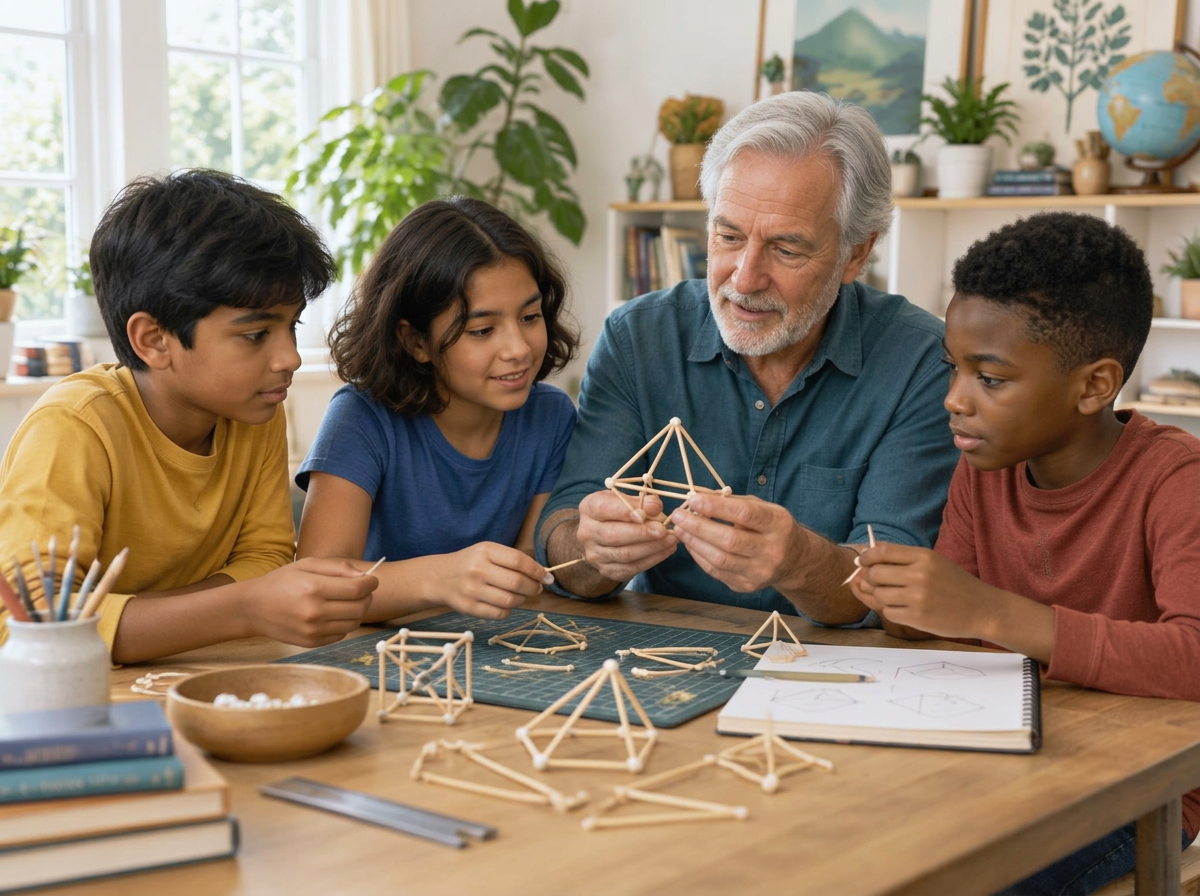 A small group learning together with a teacher